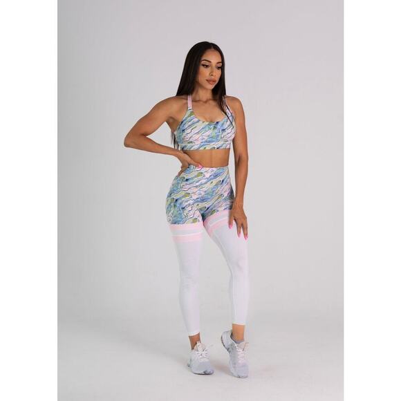 Noire Blanc Cali Marble Scrunch Legging Women’s M Activewear Gym Workout - Picture 5 of 10